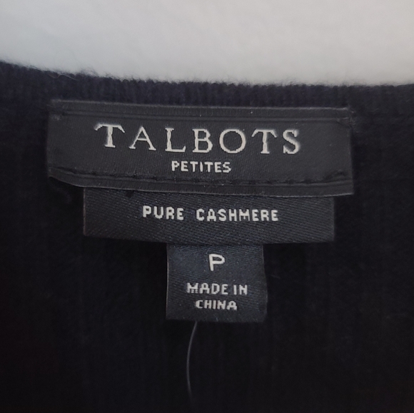 NWT Cashmere Talbots Ruffle Black Sweater size Petite S - Picture 3 of 10